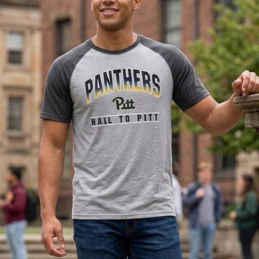 Colosseum Pitt Panthers Hail to Pitt Raglan T-Shirt Mens XL Grey Heathered Tee